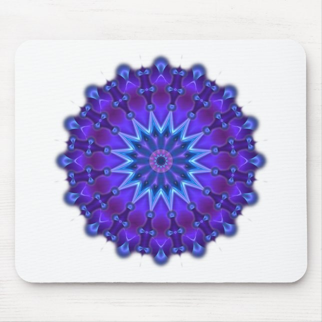 Mandala star in blue mouse pad (Front)