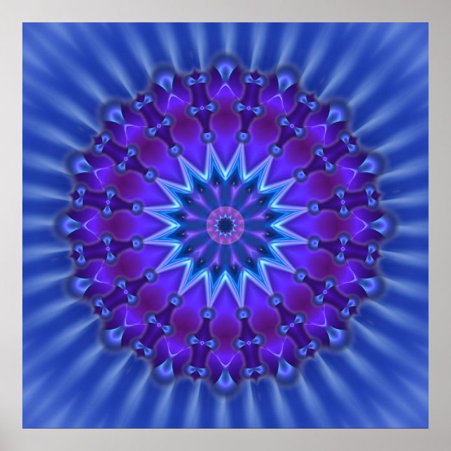 Mandala star in blue | royal flower poster (Front)