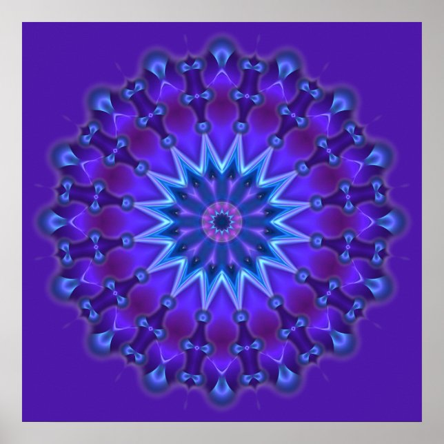 Mandala star in blue | violet poster (Front)