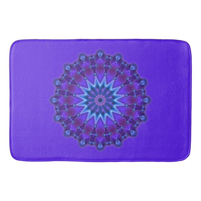 Mandala Star in violet blue + your backg. & ideas Bathroom Mat (Front)