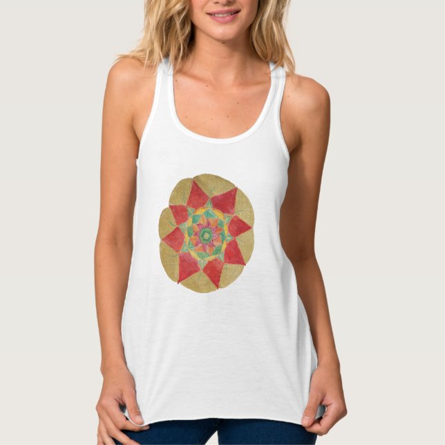 Mandala Star Sacred Geometry  Tank Top, White (Front)