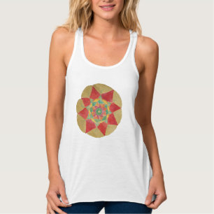 Mandala Star Sacred Geometry Tank Top, White Top