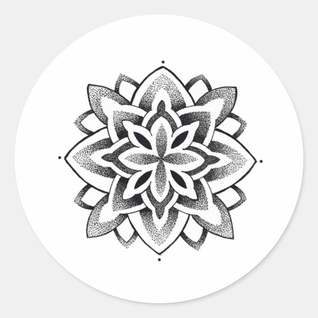 Mandala sticker, sacred geometry classic round sticker (Front)