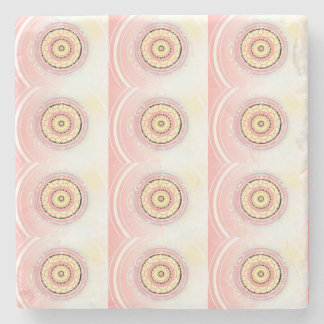 Mandala Style Art Design Pink and Yellow Stone Coaster