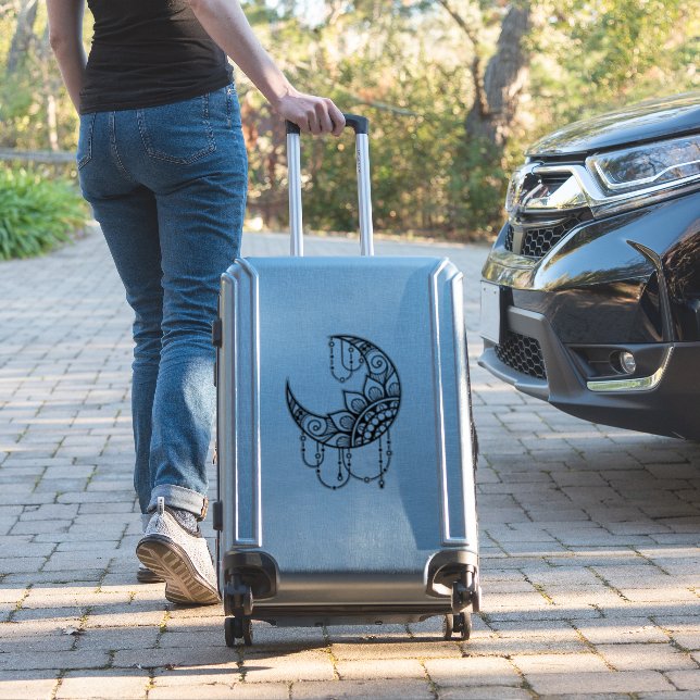 Mandala Style Crescent moon Sticker (Suitcase Insitu)