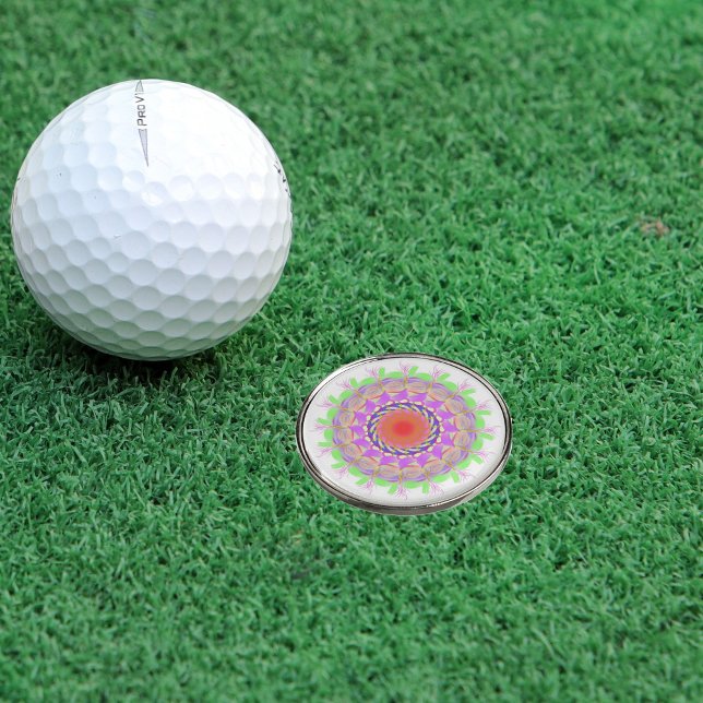 Mandala Style Green & Purple Golf Ball Marker (Creator Uploaded)