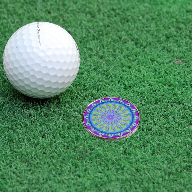 Mandala Style Purple & Green Golf Ball Marker (Creator Uploaded)
