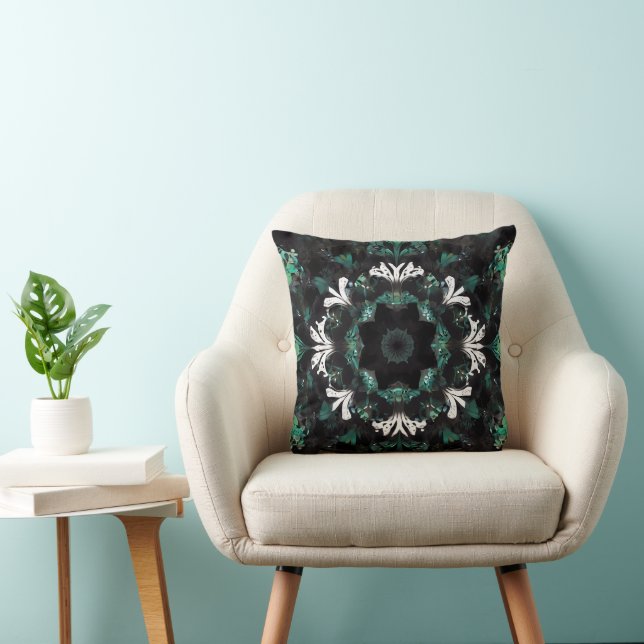 Mandala symmetrical kaleidoscopic pattern  throw pillow (Chair)
