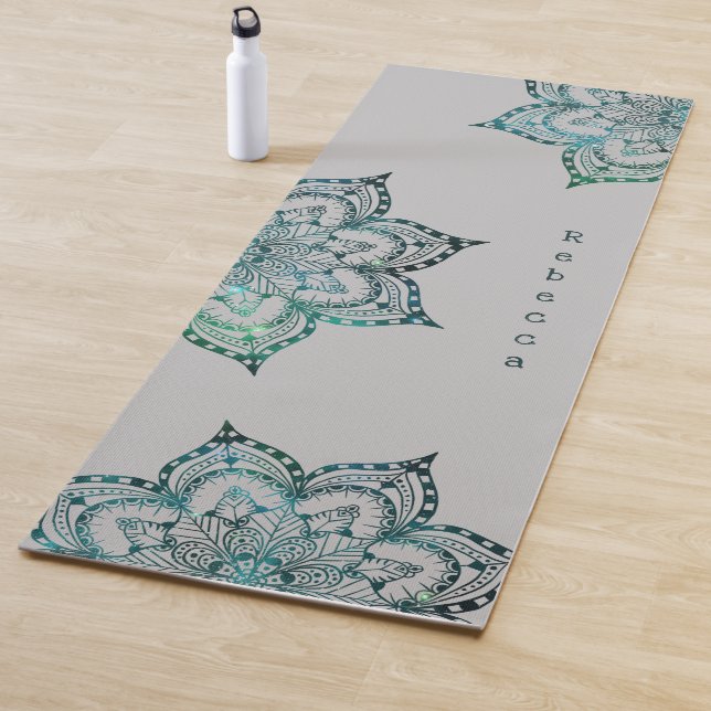 Mandala Teal and Grey Personalized Yoga Mat (In Situ)