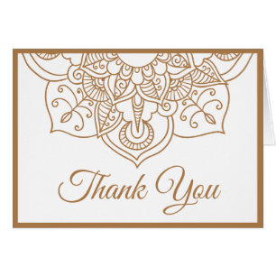 Mandala Thank You Brown Boho Indian Modern Wedding Cards