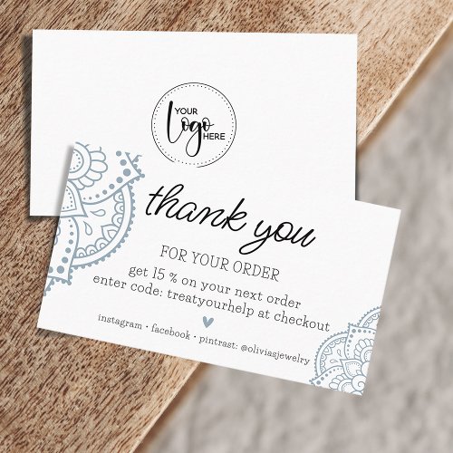 Mandala Thank You For Your Order Add Your Logo Business Card