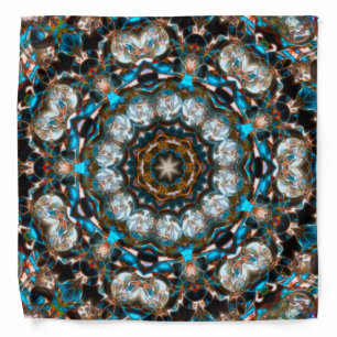 Mandala that looks like a crater in bright colors bandana