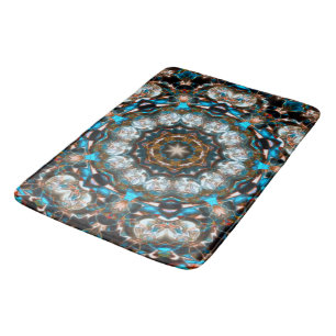 Mandala that looks like a crater in bright colors bath mat