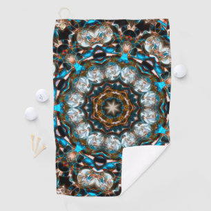 Mandala that looks like a crater in bright colors golf towel