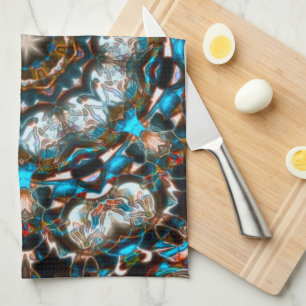 Mandala that looks like a crater in bright colors  kitchen towel