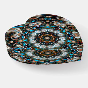 Mandala that looks like a crater in bright colors paperweight