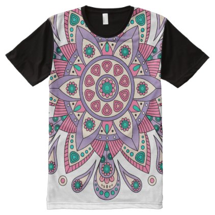 Mandala Tiga Original Purple White All-Over-Print T-Shirt