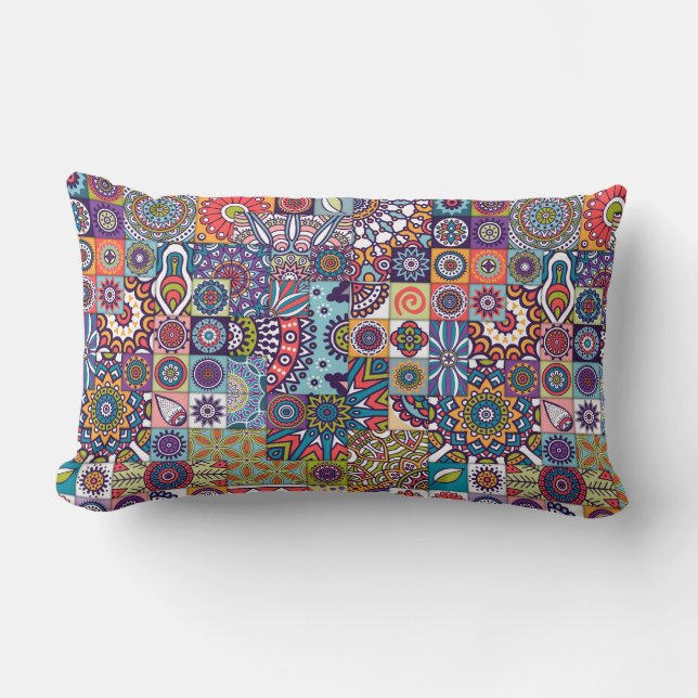 Mandala Tile Pattern Lumbar Pillow (Front)