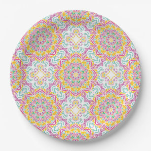 Mandala Tile Pattern Paper Plates