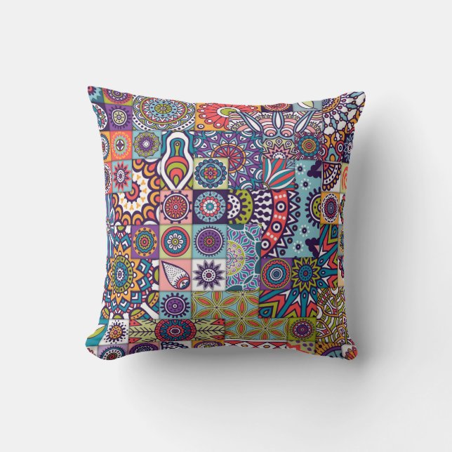 Mandala Tile Pattern Throw Pillow (Front)