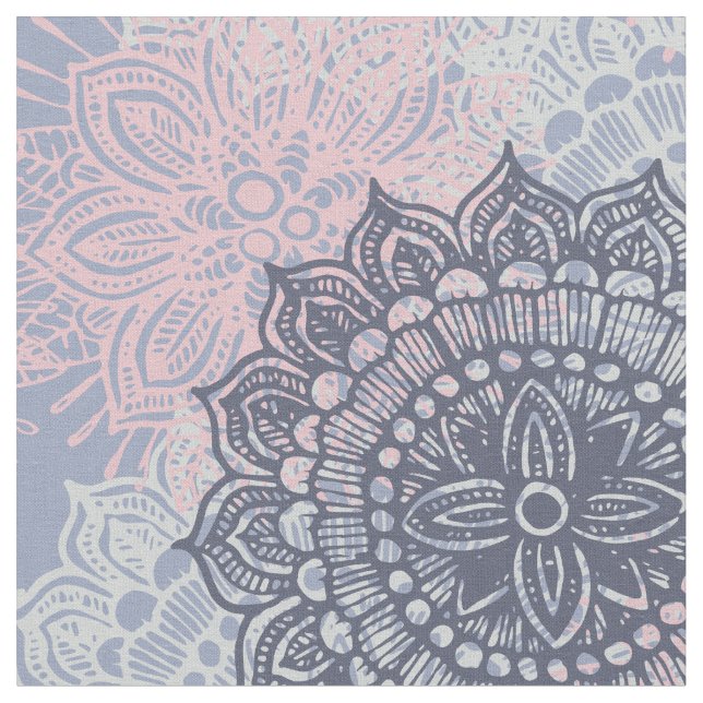 Mandala Tracery Ornament Pattern Fabric (Close Up)