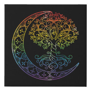 Mandala Tree of Life Tattoo Style Faux Canvas Print