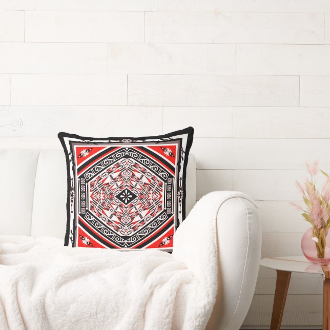 Mandala Tribal Nouveau Throw Pillow (Couch)