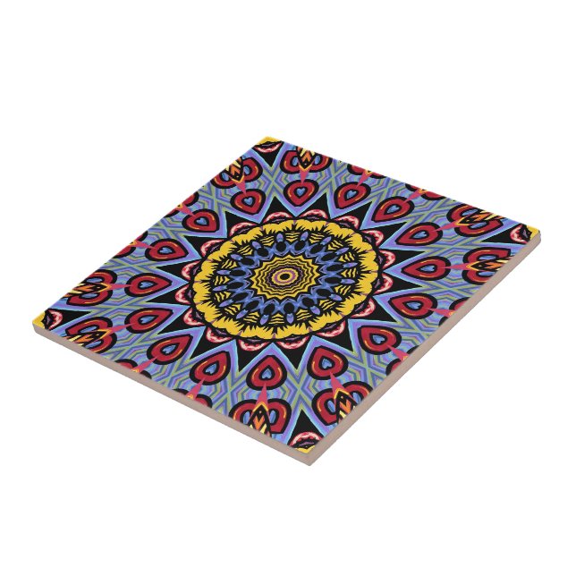 Mandala Trippy Retro Hippie Boho Chic Bohemian Ceramic Tile (Side)
