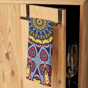Mandala Trippy Retro Hippie Boho Chic Bohemian Kitchen Towel