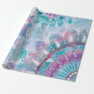 Mandala turquoise pink wrapping paper