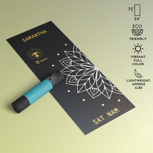 Mandala Typography Simple (Black and White) Taurus Yoga Mat (Mandala Typography Simple (Black and White) Taurus Yoga Mat)