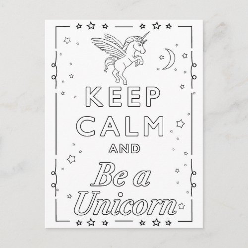 Mandala Unicorn Color Card