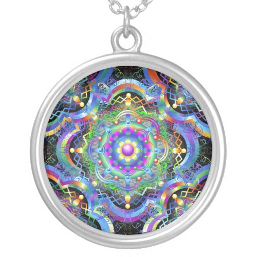 Mandala Universe Colors Silver Plated Necklace