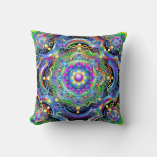 Mandala Universe Colors Throw Pillow