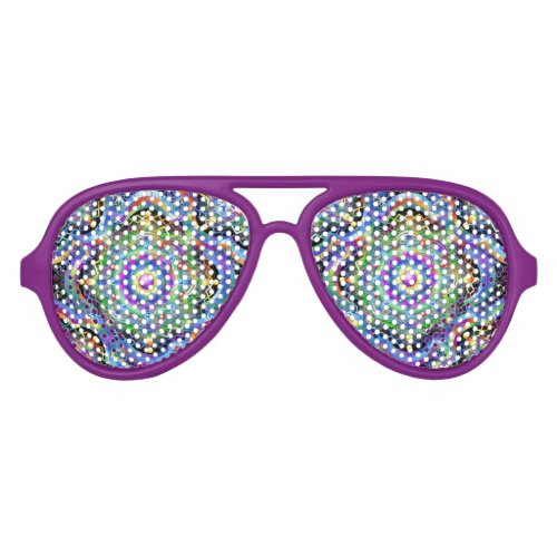 Mandala Universe Psychedelic Colors Aviator Sunglasses