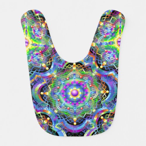 Mandala Universe Psychedelic Colors Baby Bib