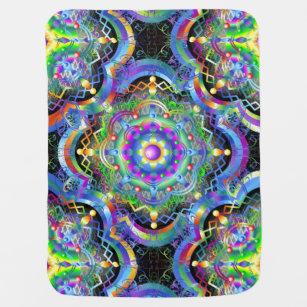 Mandala Universe Psychedelic Colors Baby Blanket