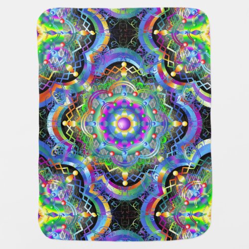 Mandala Universe Psychedelic Colors Baby Blanket