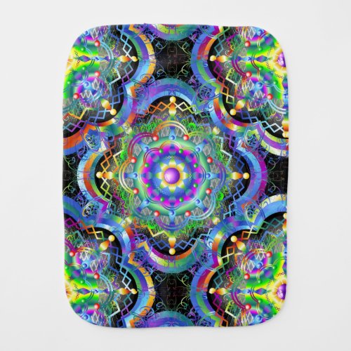 Mandala Universe Psychedelic Colors Baby Burp Cloth