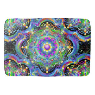 Mandala Universe Psychedelic Colors Bath Mat
