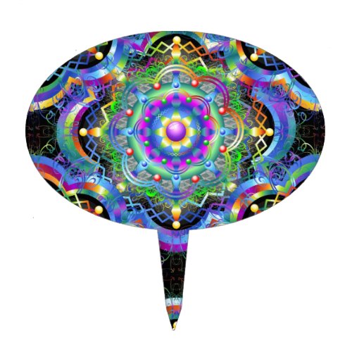 Mandala Universe Psychedelic Colors Cake Topper