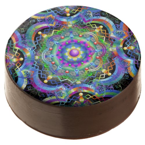 Mandala Universe Psychedelic Colors Chocolate Covered Oreo
