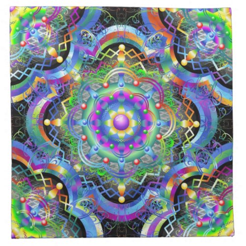 Mandala Universe Psychedelic Colors Cloth Napkin