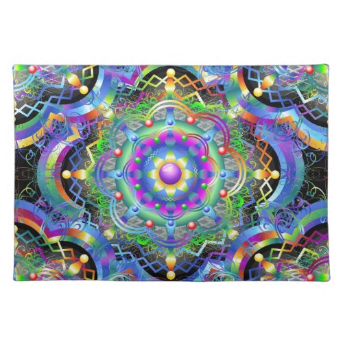 Mandala Universe Psychedelic Colors Cloth Placemat