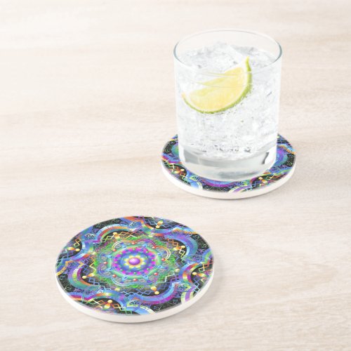 Mandala Universe Psychedelic Colors Coaster