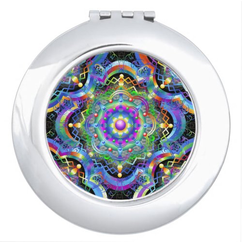 Mandala Universe Psychedelic Colors Compact Mirror