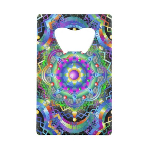 Mandala Universe Psychedelic Colors Credit Card Bottle Opener