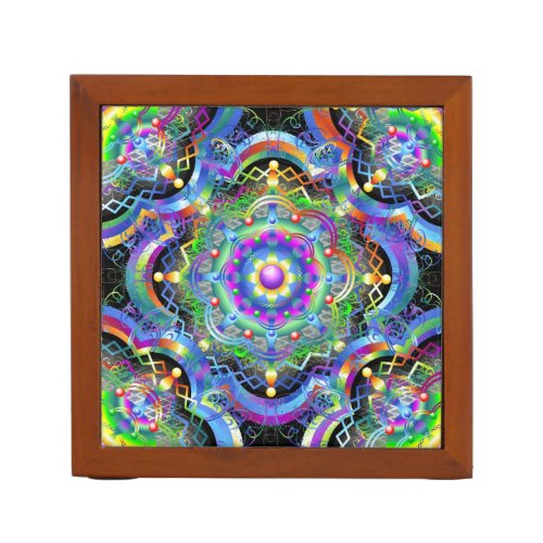 Mandala Universe Psychedelic Colors Desk Organizer