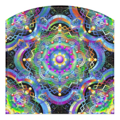 Mandala Universe Psychedelic Colors Door Sign