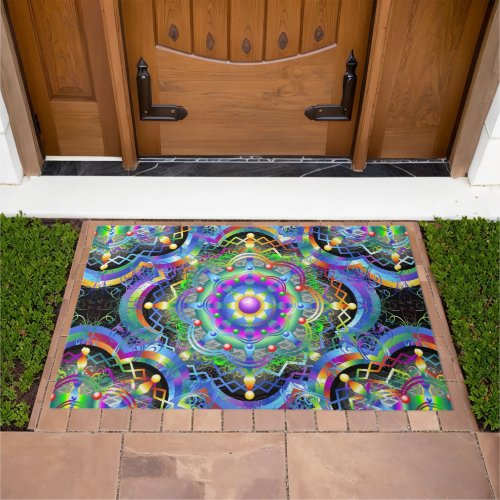 Mandala Universe Psychedelic Colors Doormat